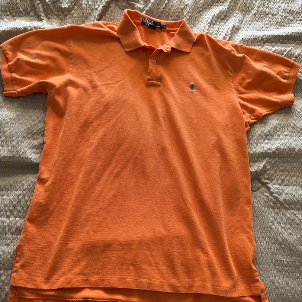 Ralph Lauren Polo Mens Size L Orange with Turquoise Pony Embroidered Logo